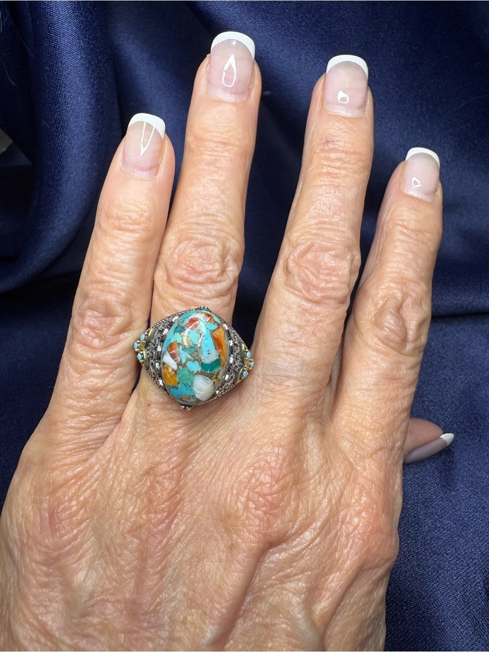 🤩Ring Genuine Spiny Turquoise 925 Sterling Silver Unisex Southwestern - Picture 7 of 9